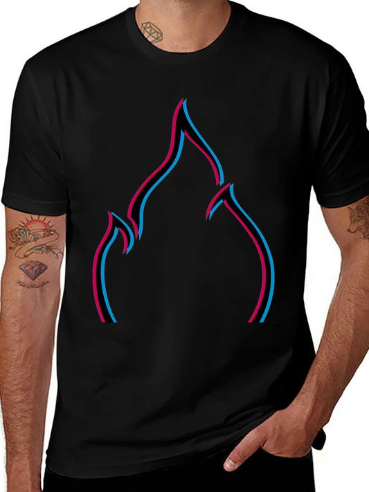 Abstract Flame Graphic Tee - Modern Black T-Shirt