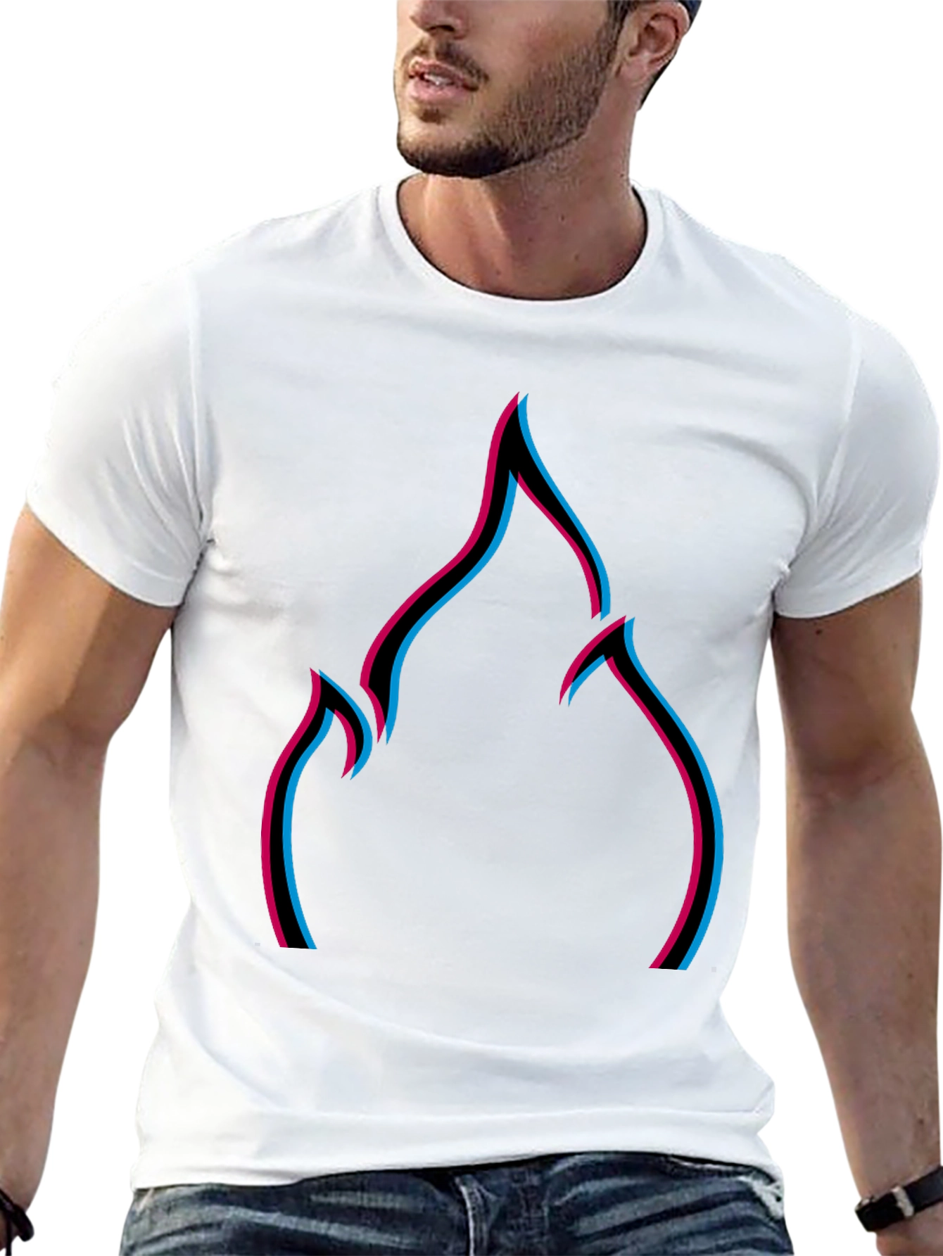 Abstract Flame Graphic Tee - Modern Black T-Shirt