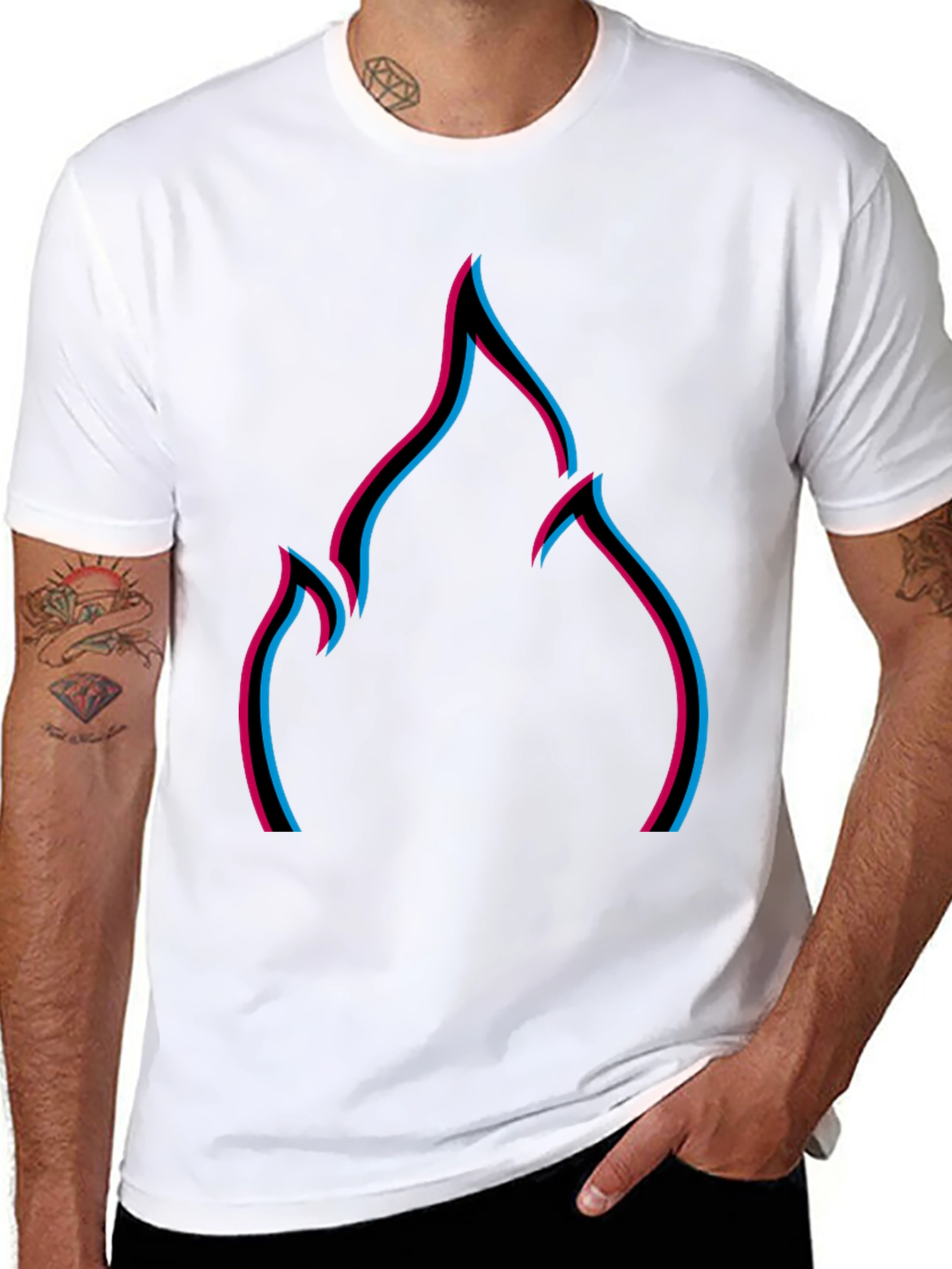 Abstract Flame Graphic Tee - Modern Black T-Shirt