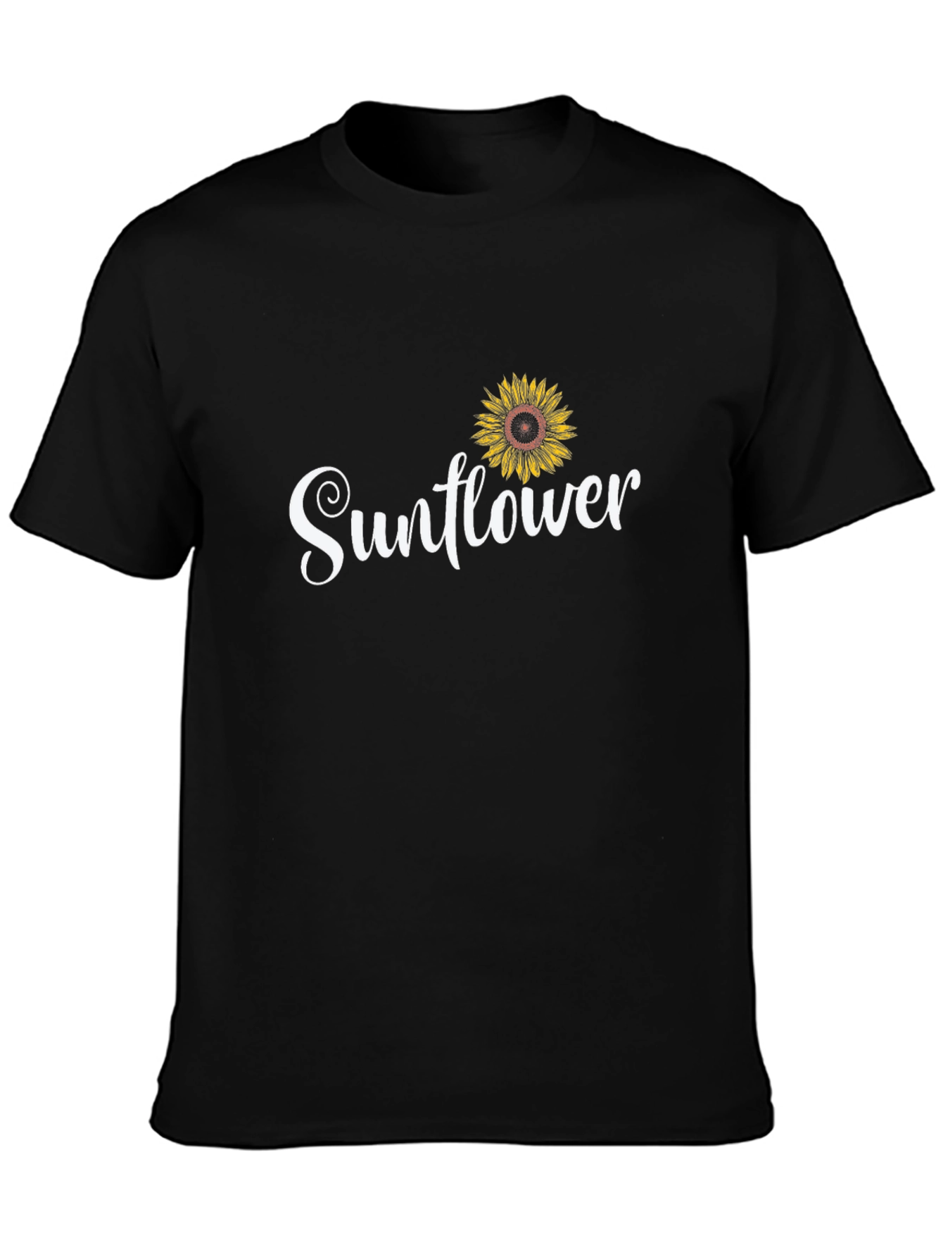 Sunflower Graphic Tee - Black Cotton Casual Shirt