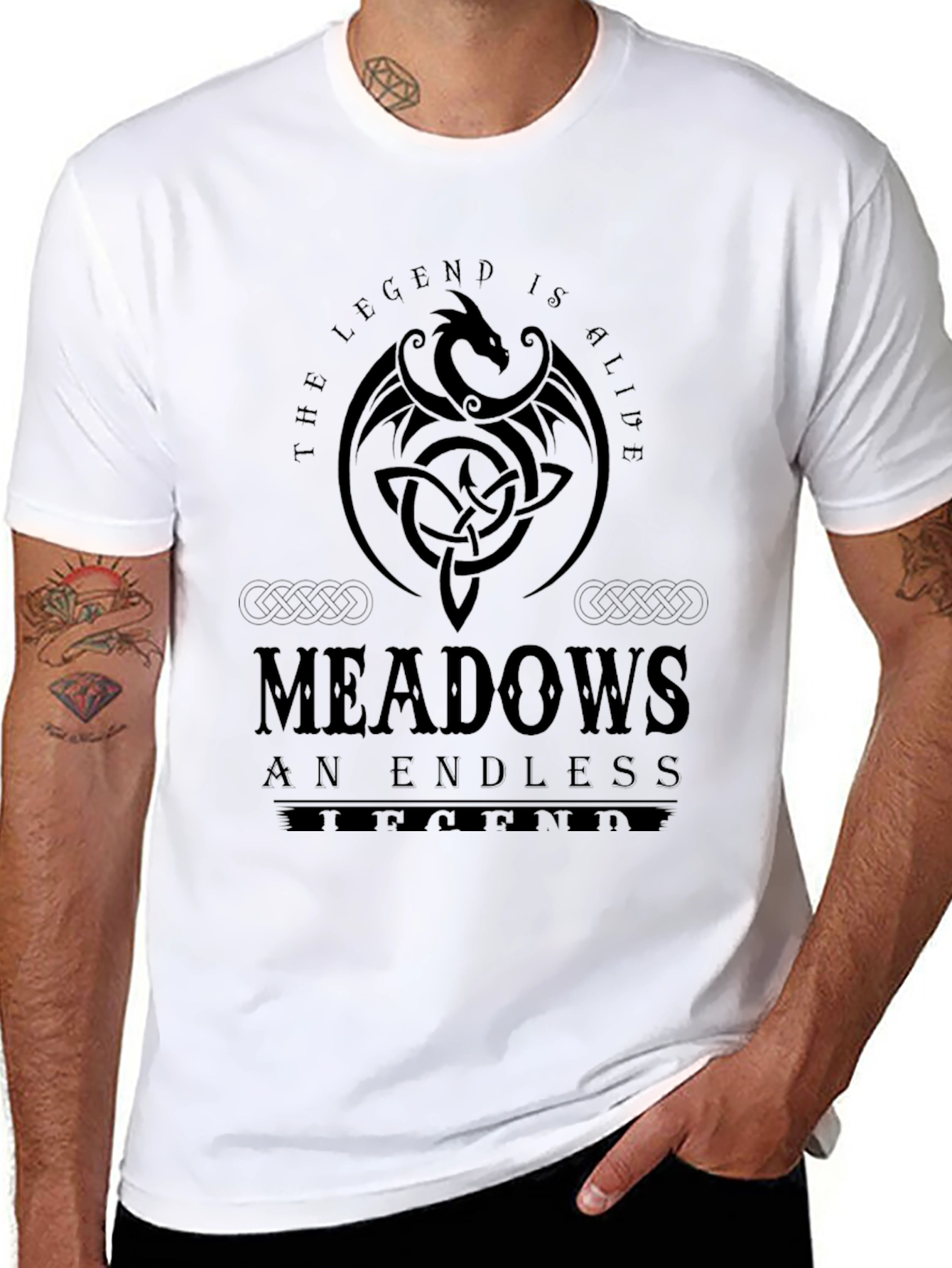 Meadows Legend T-Shirt: Dragon Celtic Knot Design