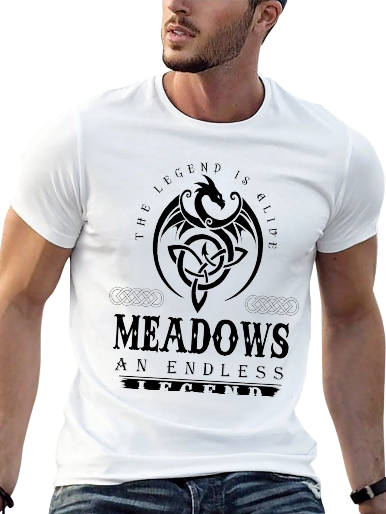 Meadows Legend T-Shirt: Dragon Celtic Knot Design