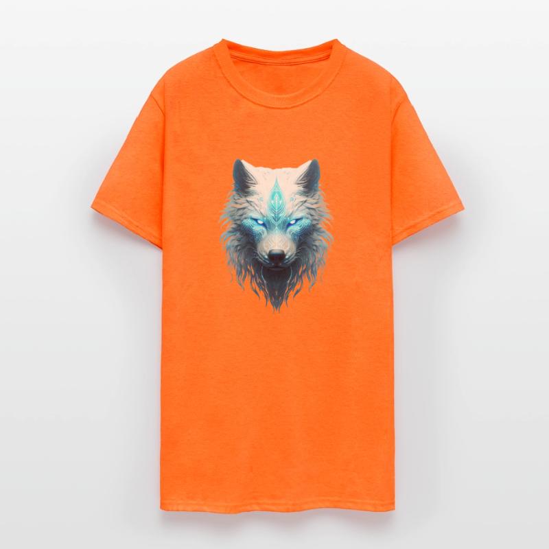 Spirit animal wolf with glowing blue tribal marks