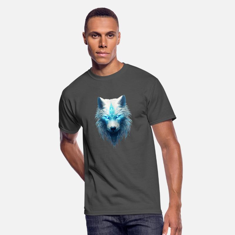 Spirit animal wolf with glowing blue tribal marks
