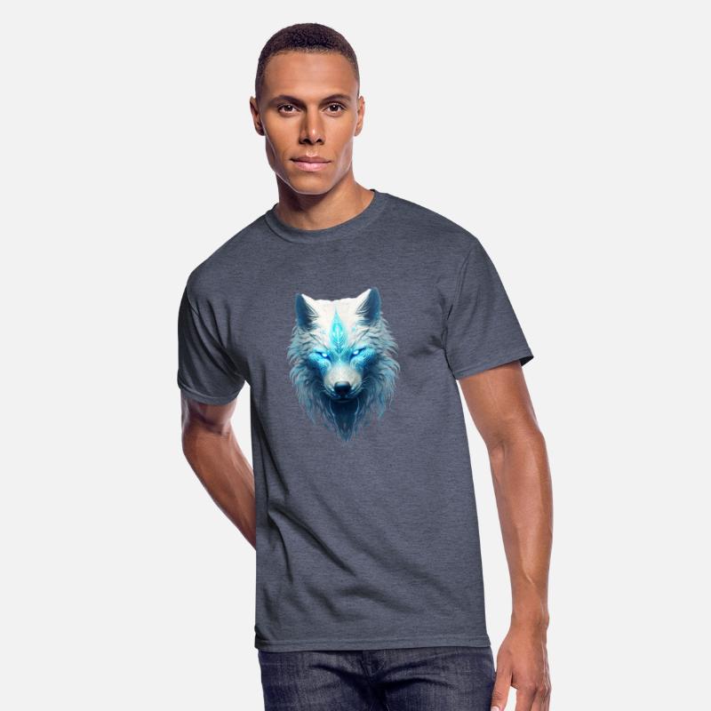Spirit animal wolf with glowing blue tribal marks