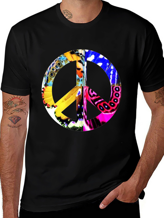 Butterfly Peace Sign Graphic T-Shirt