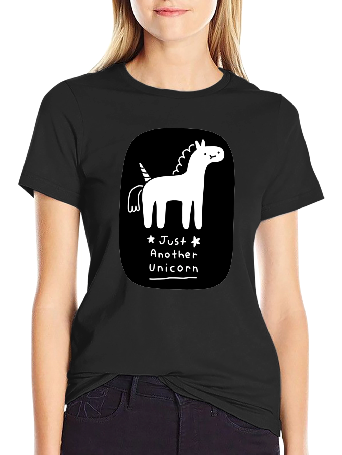 Just Another Unicorn Black Graphic T-Shirt