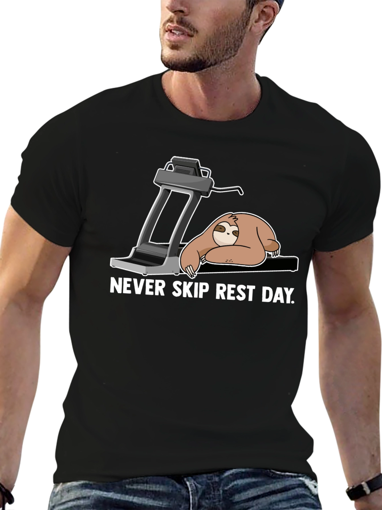 Never Skip Rest Day Sloth Graphic T-Shirt