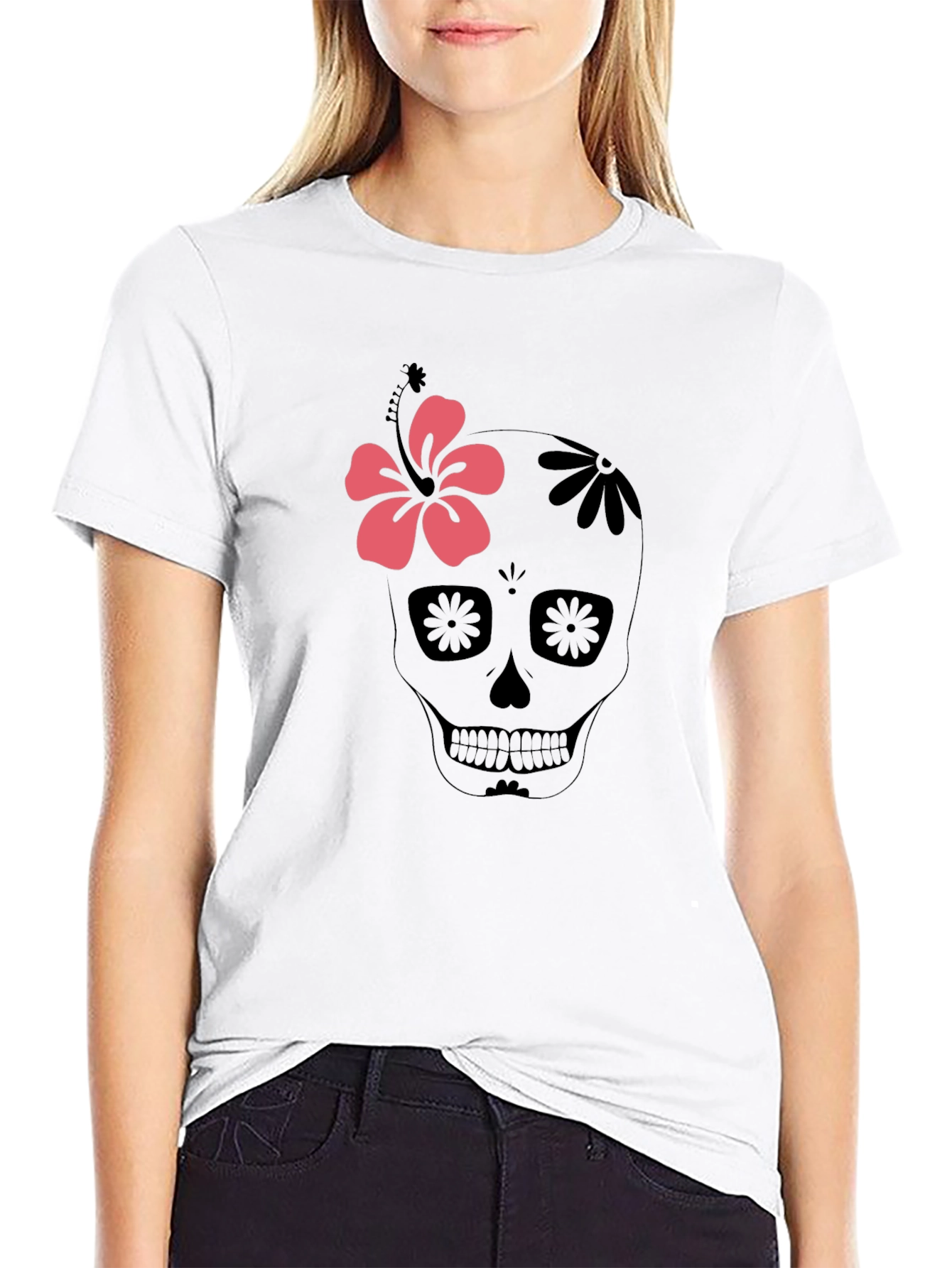 Sugar Skull Floral Graphic T-Shirt