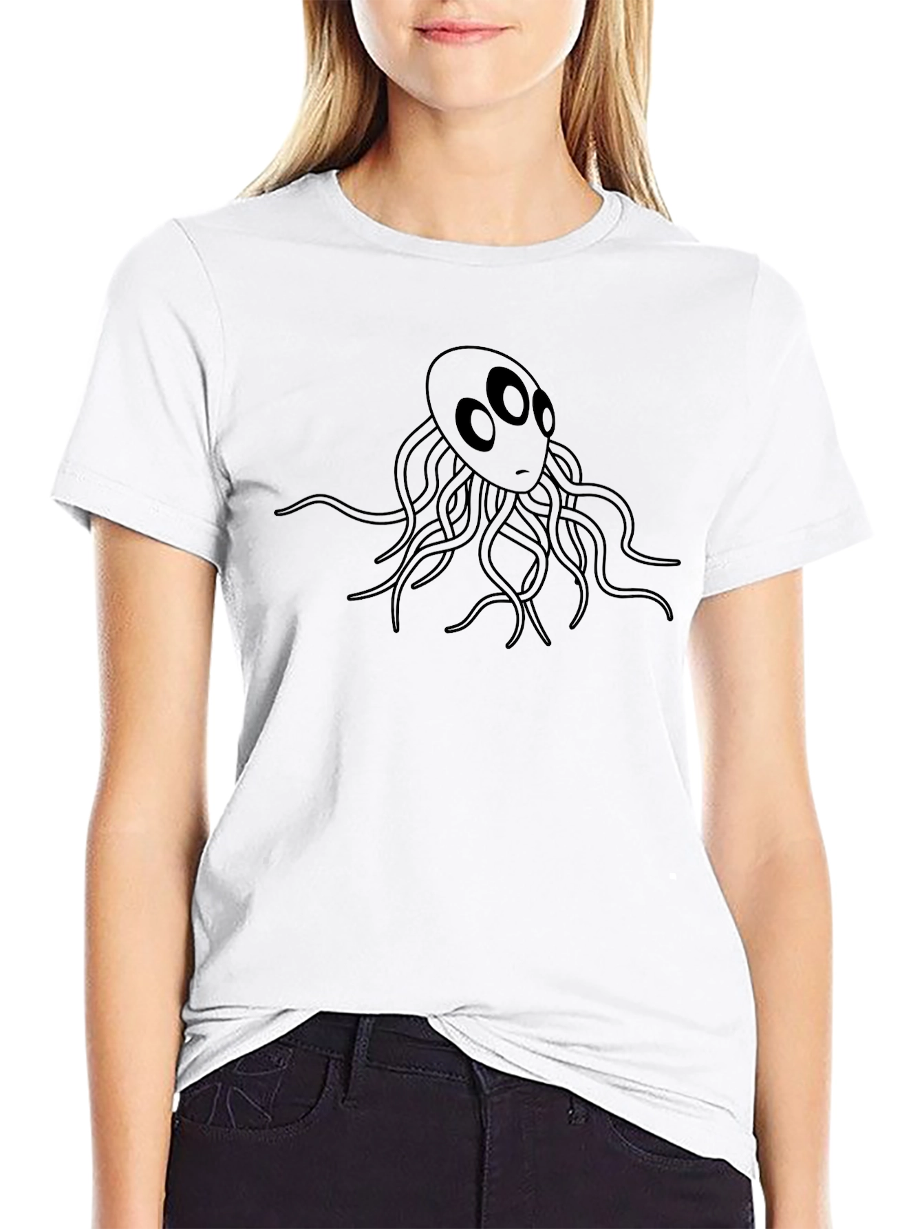 Mens Black T-Shirt with Graphic Octopus Design