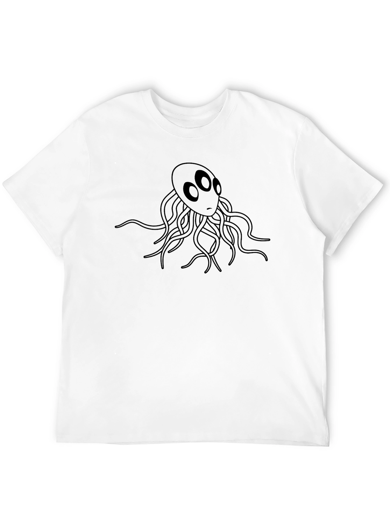 Mens Black T-Shirt with Graphic Octopus Design