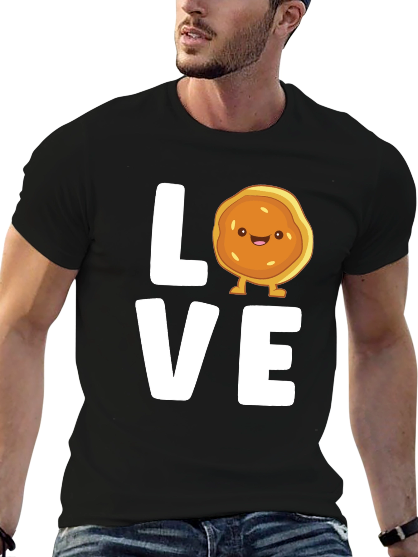 Love Pancake Graphic T-Shirt - Black