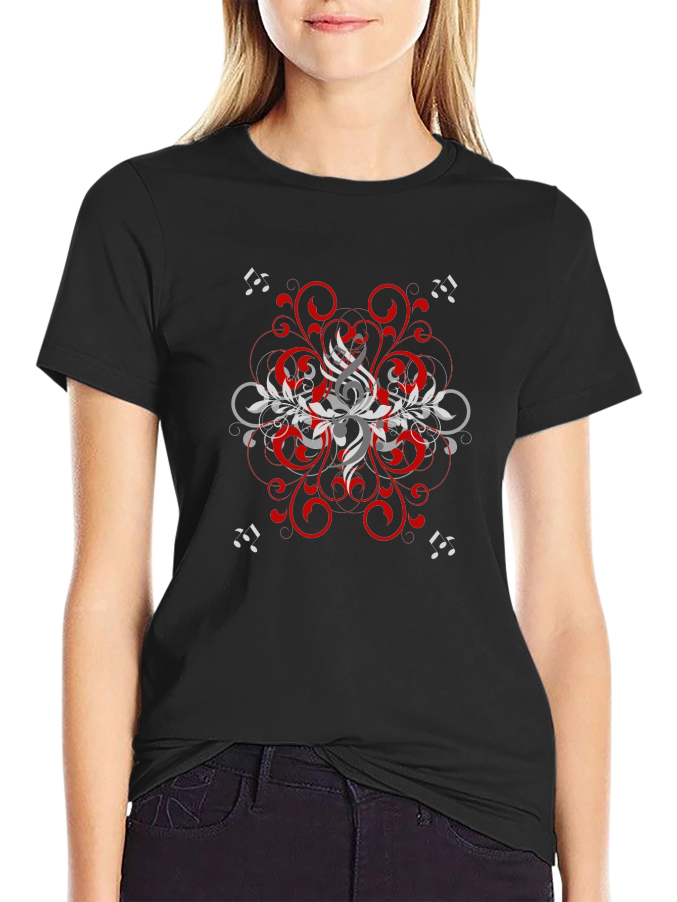 Stylish Black Tee with Abstract Graphic Design
