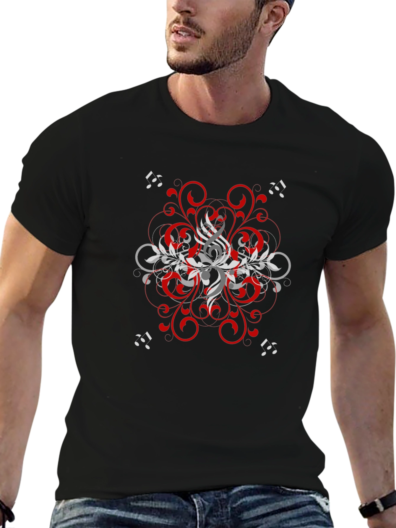 Stylish Black Tee with Abstract Graphic Design