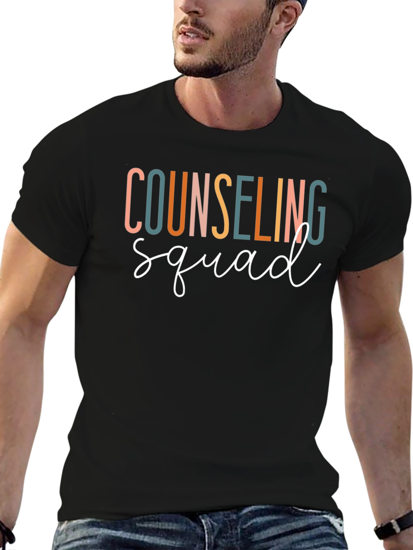Counseling Squad Graphic Tee - Black Cotton T-Shirt