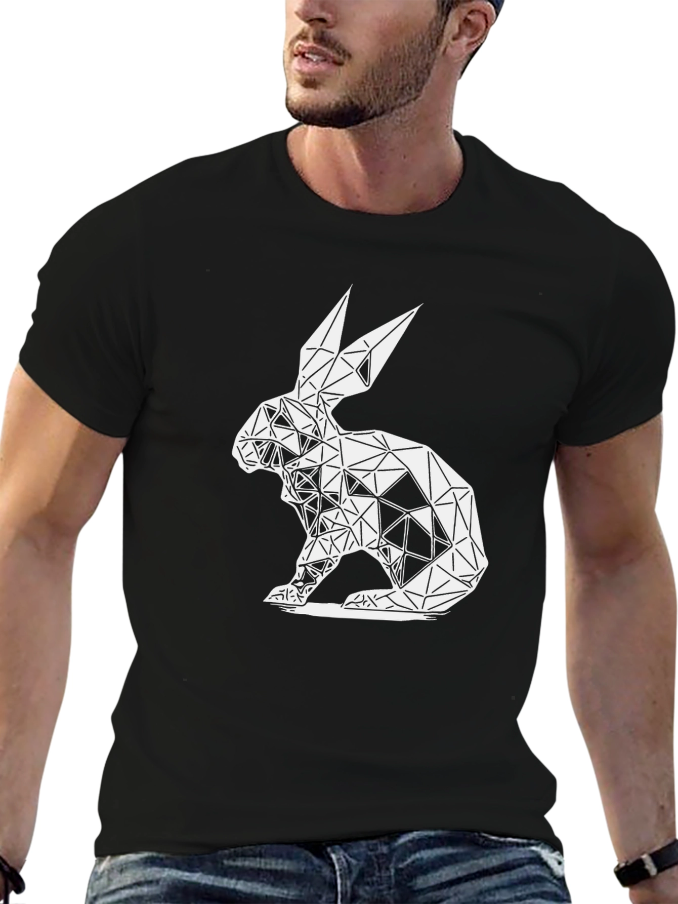 Geometric Rabbit Tee - Modern Art Style