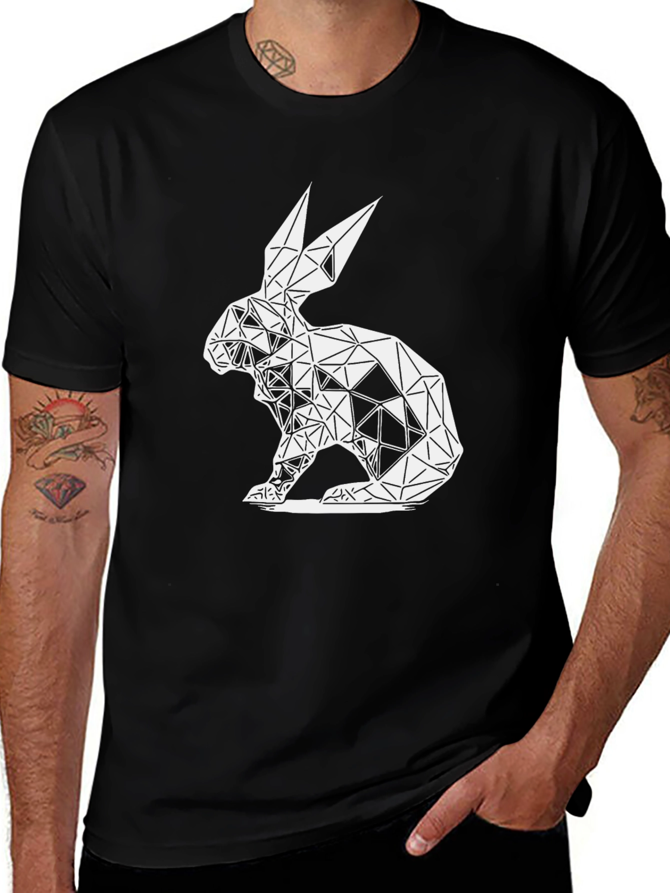 Geometric Rabbit Tee - Modern Art Style