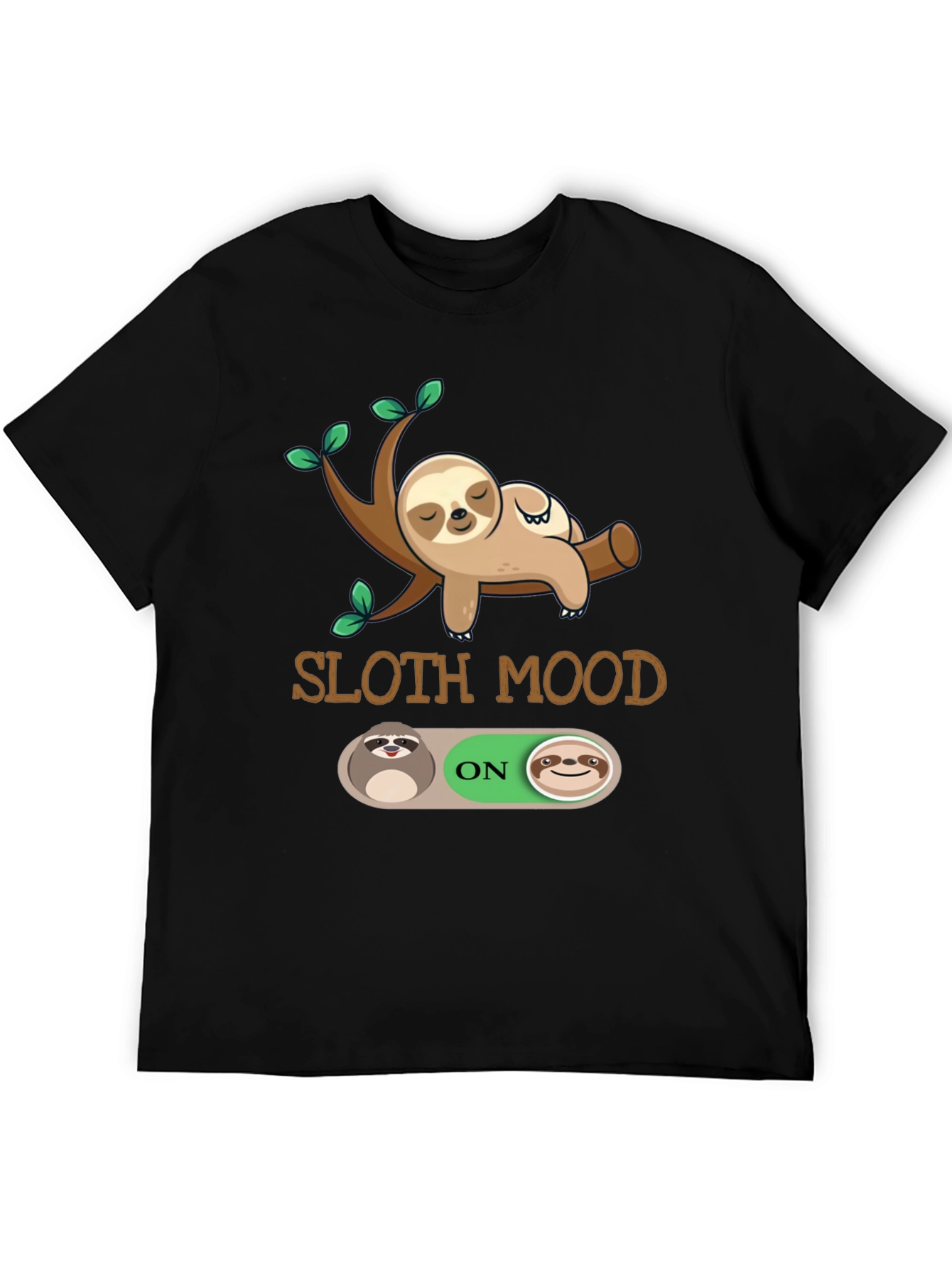 Sloth Mood On Graphic T-Shirt - Black