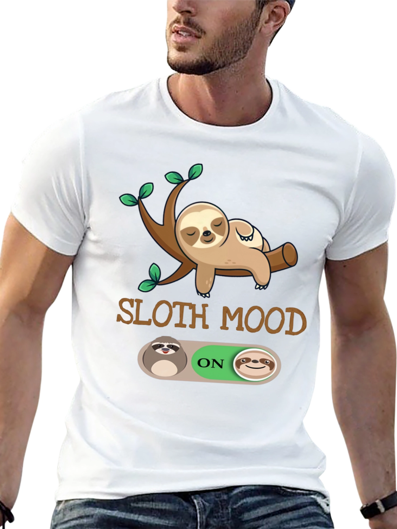 Sloth Mood On Graphic T-Shirt - Black