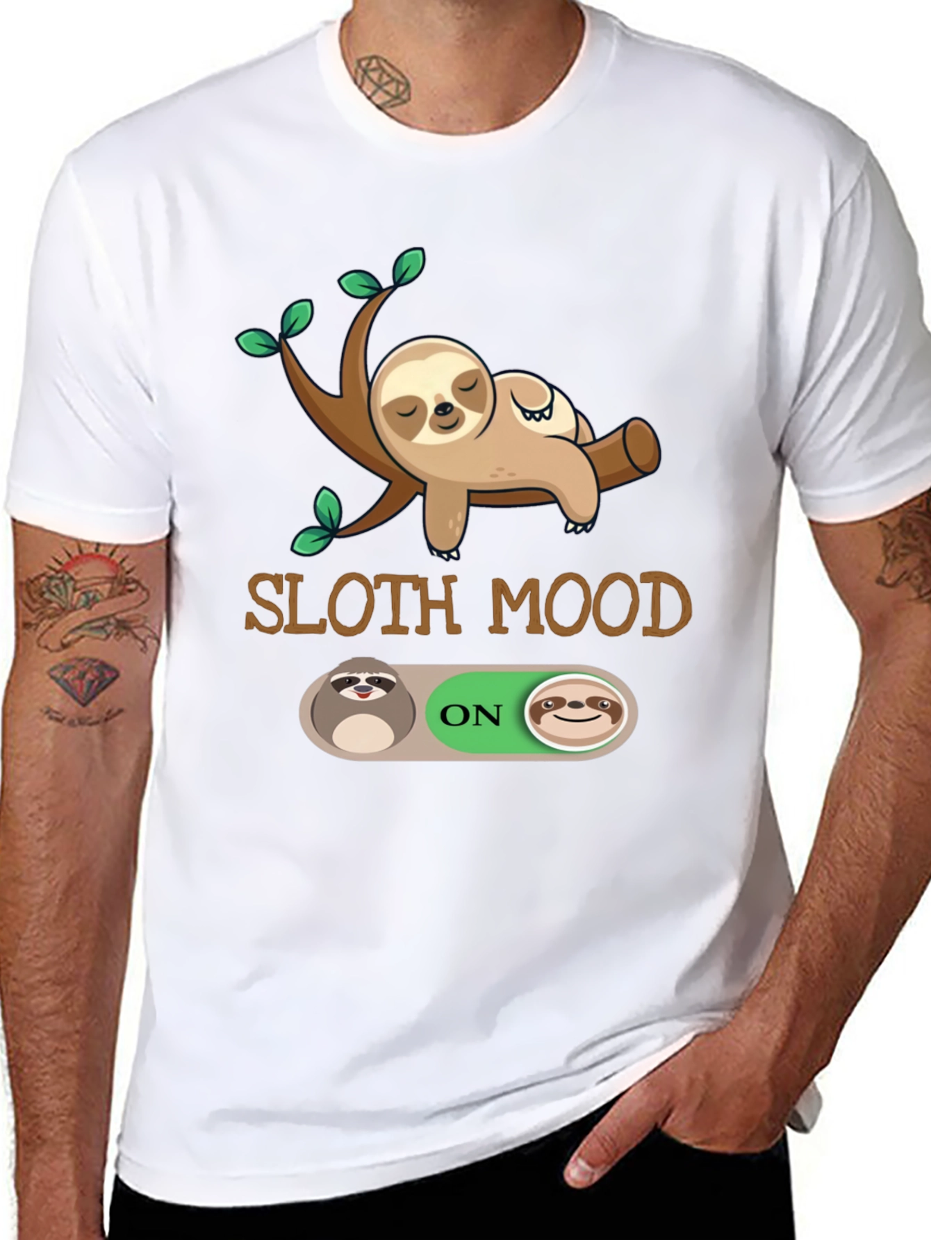 Sloth Mood On Graphic T-Shirt - Black