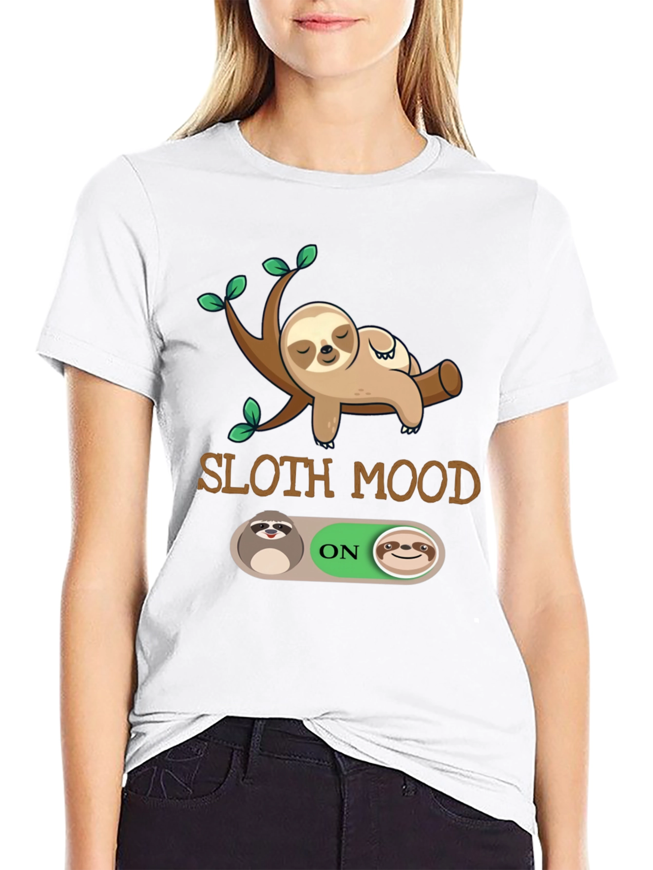 Sloth Mood On Graphic T-Shirt - Black
