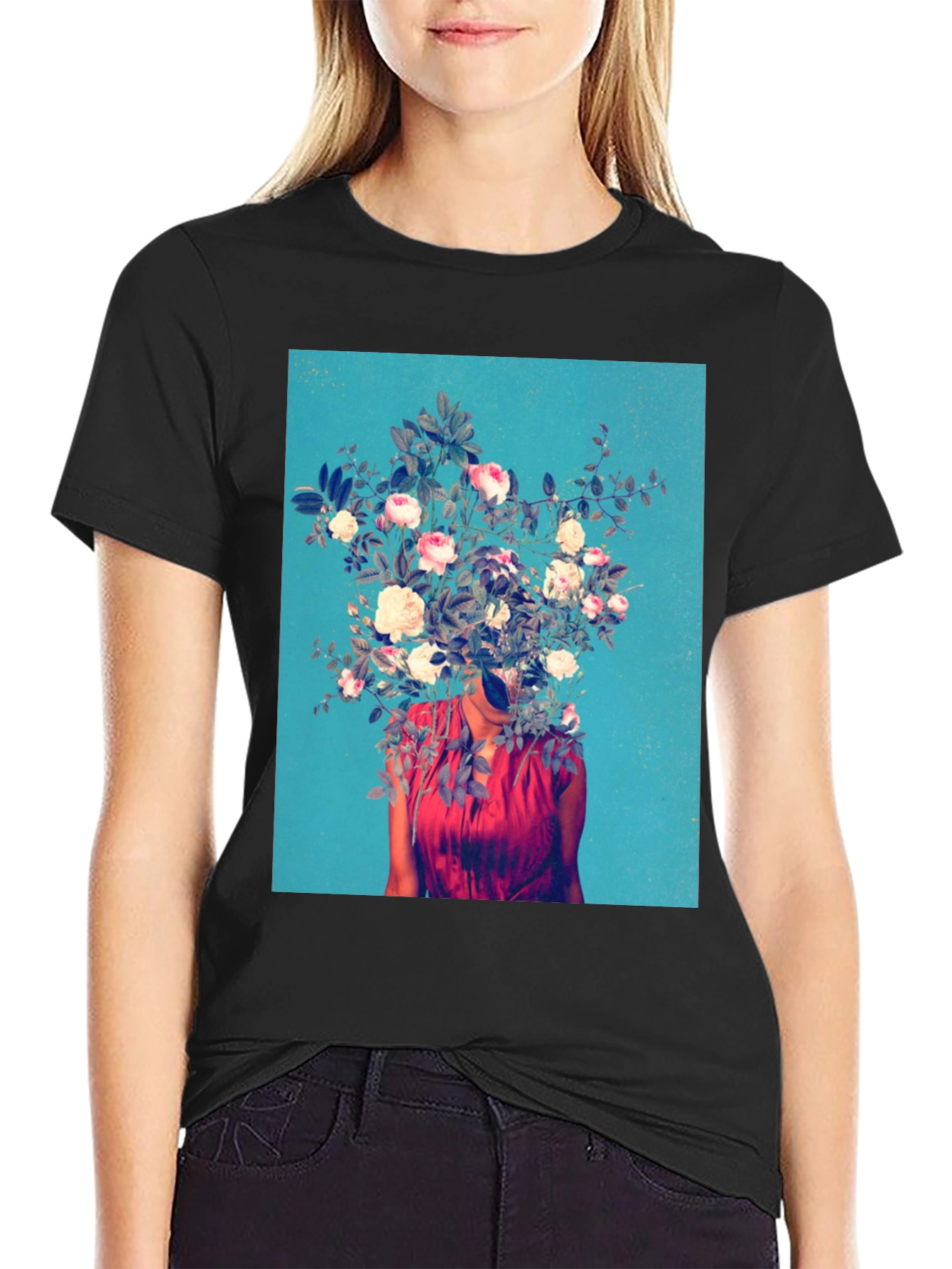 Floral Head T-Shirt - Artistic Graphic Tee