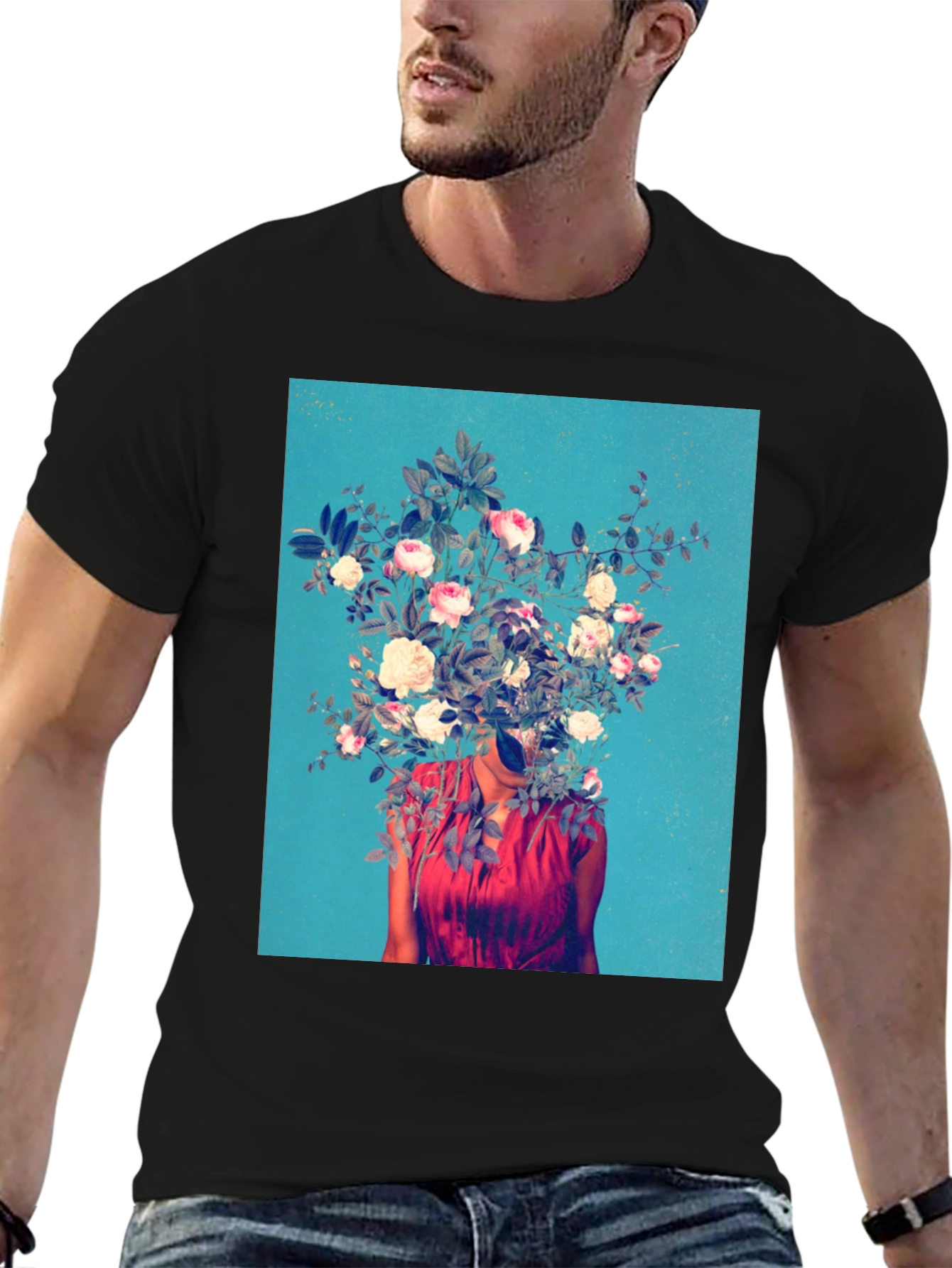 Floral Head T-Shirt - Artistic Graphic Tee
