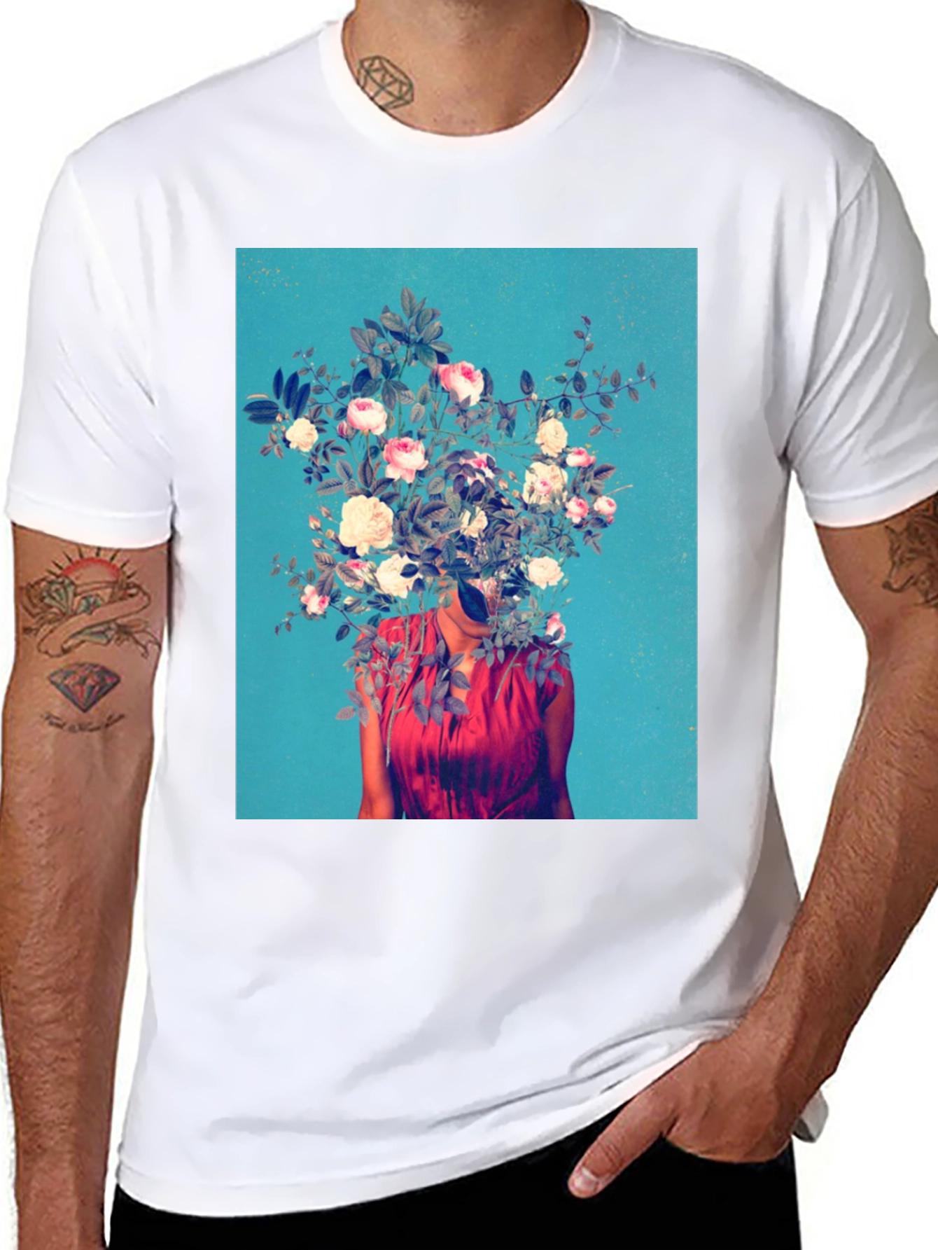 Floral Head T-Shirt - Artistic Graphic Tee