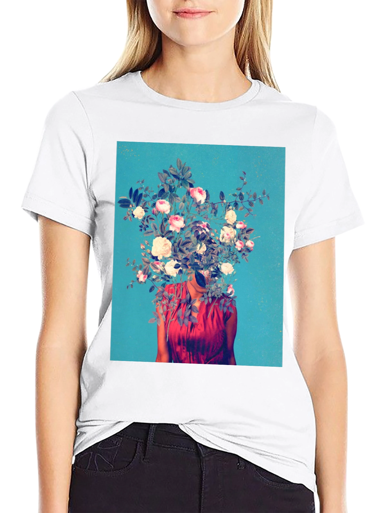 Floral Head T-Shirt - Artistic Graphic Tee