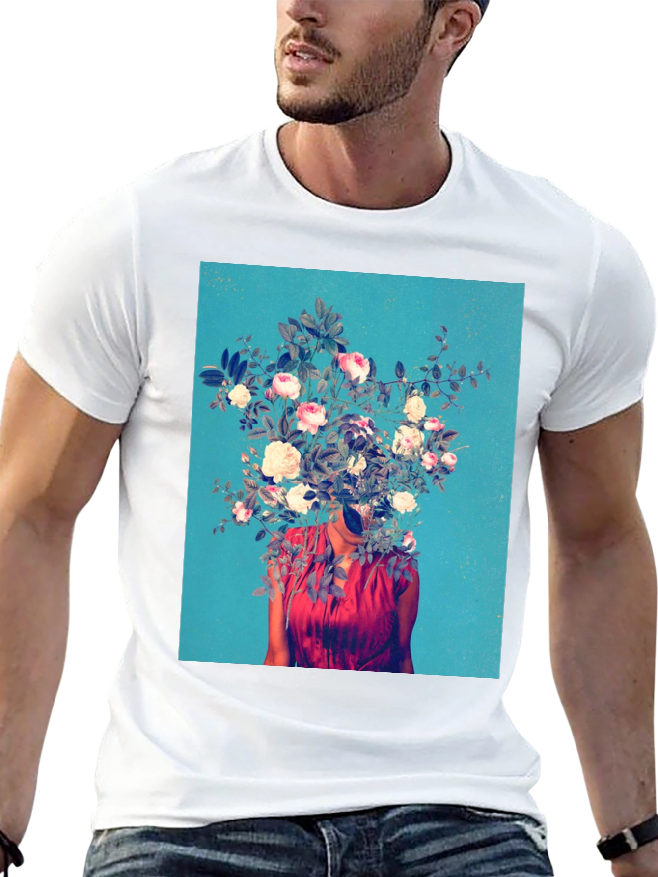 Floral Head T-Shirt - Artistic Graphic Tee