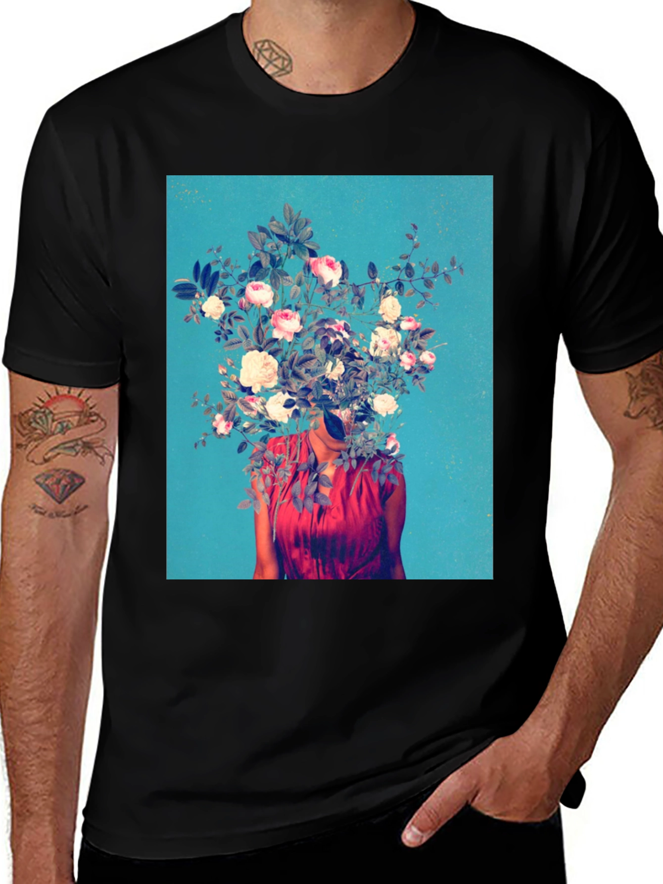 Floral Head T-Shirt - Artistic Graphic Tee