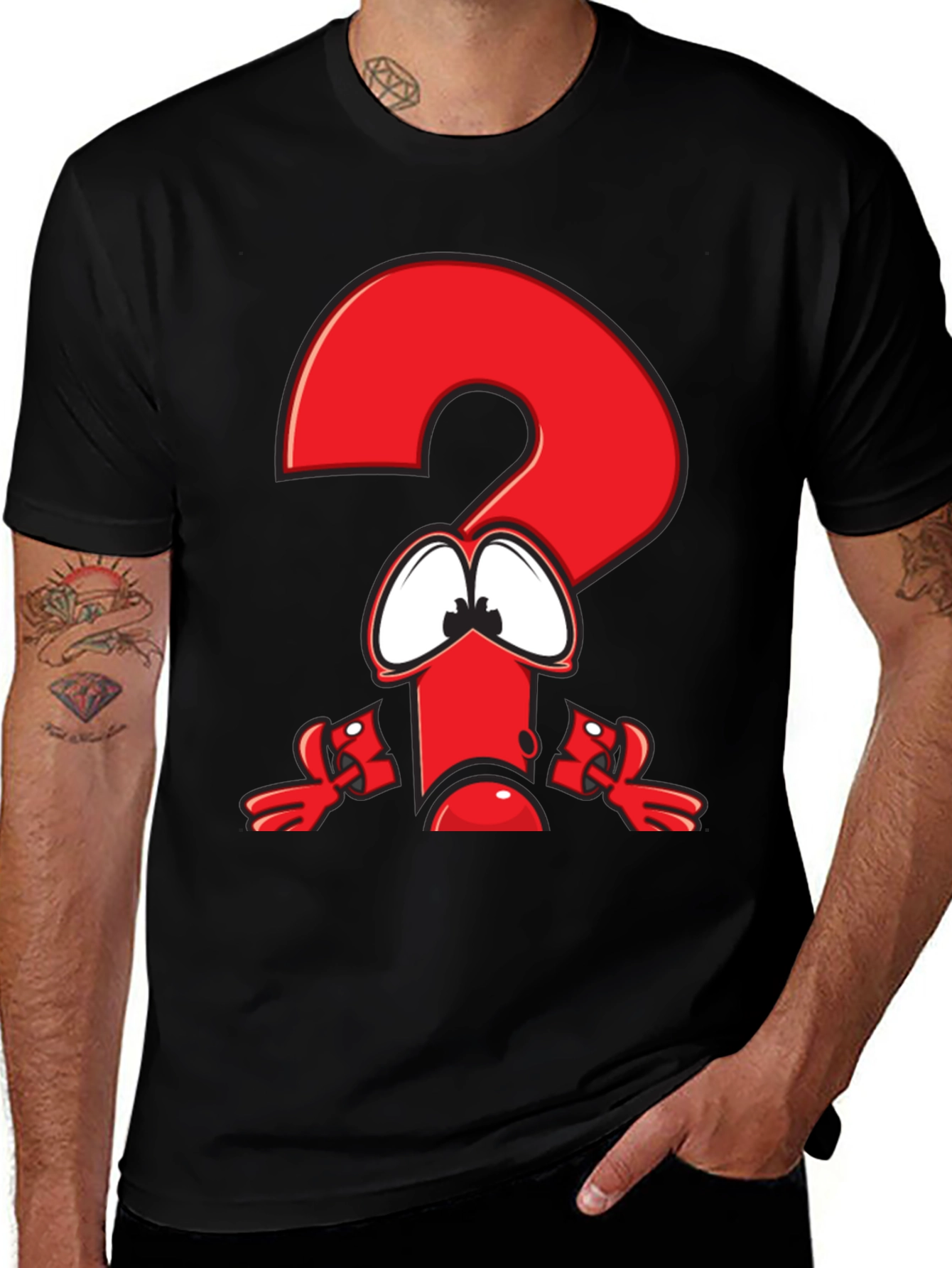 Funny Cartoon Question Mark Graphic T-Shirt