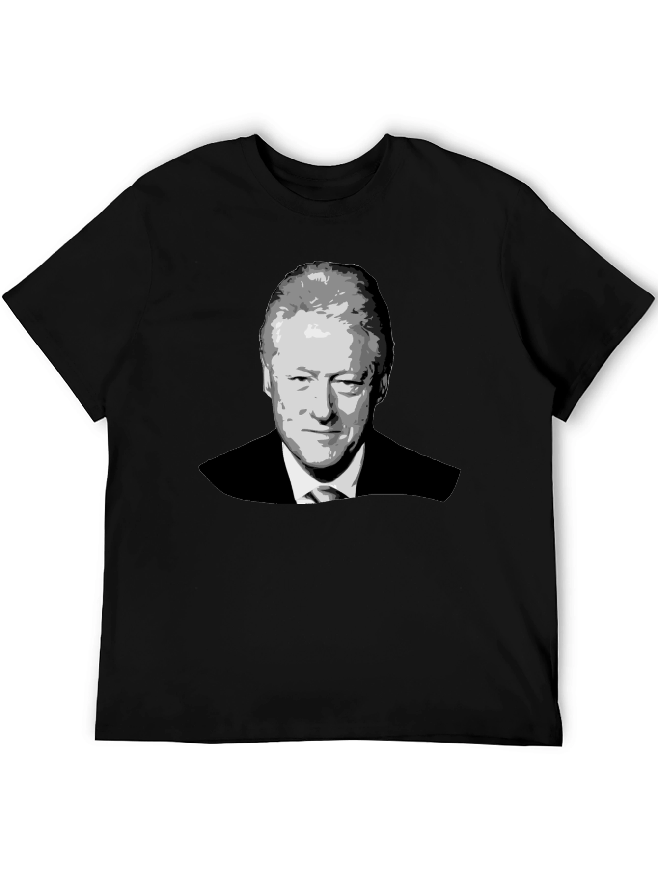 Bill Clinton Portrait Graphic T-Shirt - Black