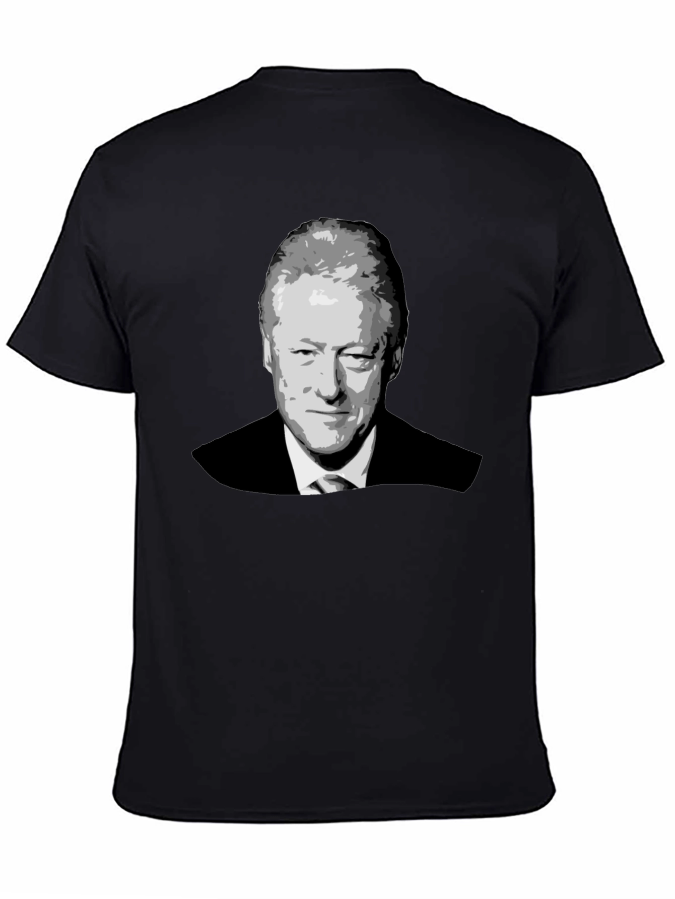Bill Clinton Portrait Graphic T-Shirt - Black