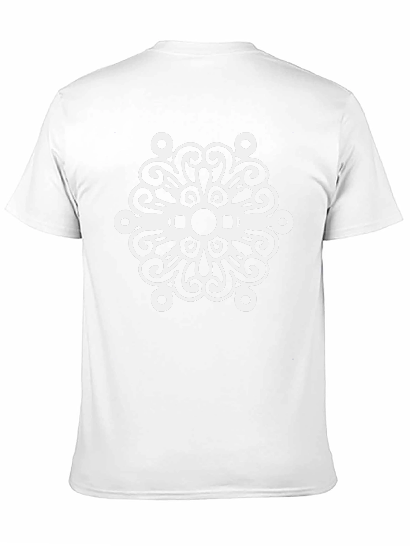 Black T-Shirt with White Swirl Medallion Design