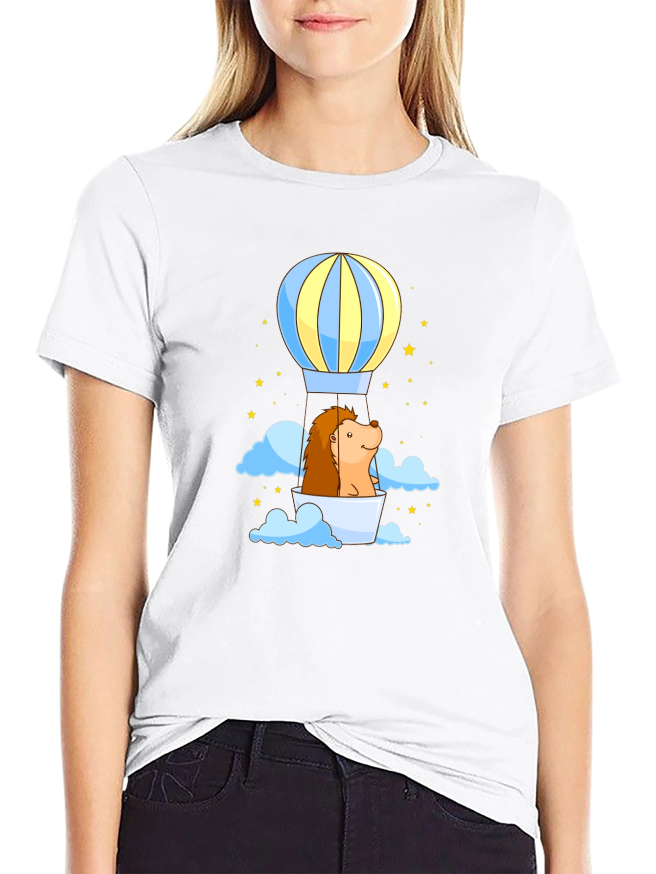 Hedgehog Hot Air Balloon Graphic Tee