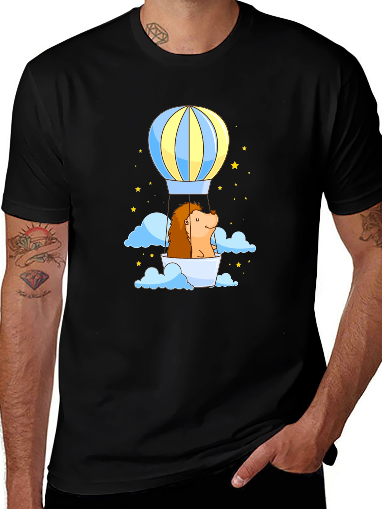 Hedgehog Hot Air Balloon Graphic Tee