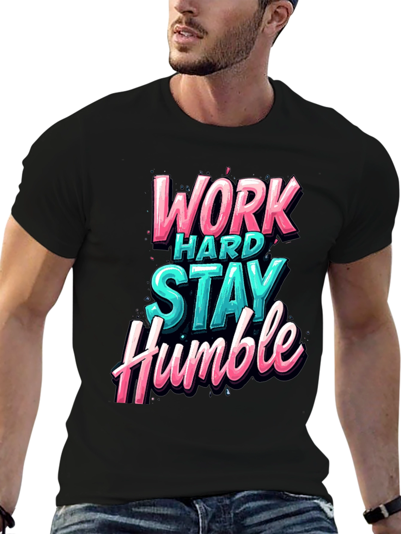 Work Hard Stay Humble Graphic Tee - Black