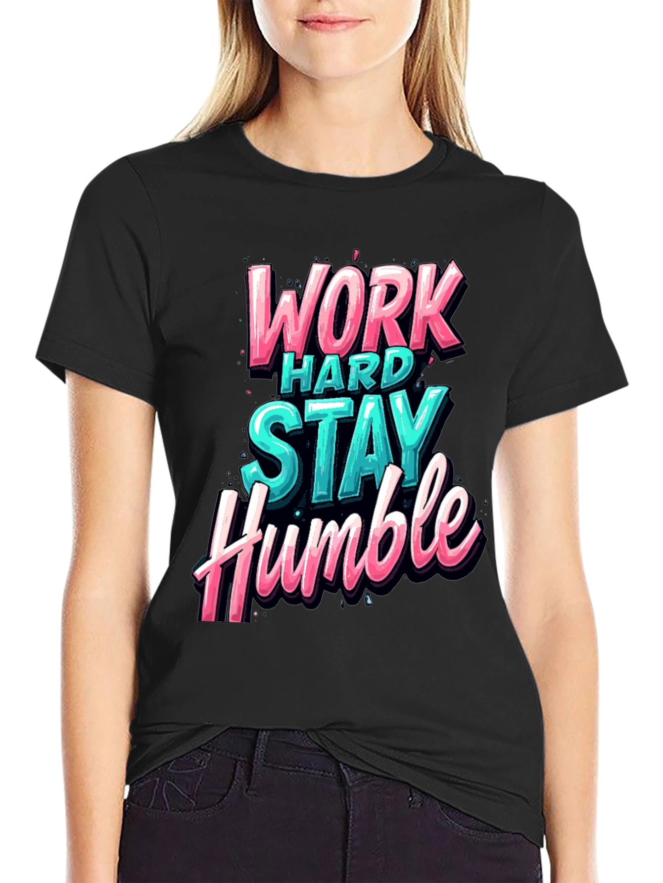 Work Hard Stay Humble Graphic Tee - Black