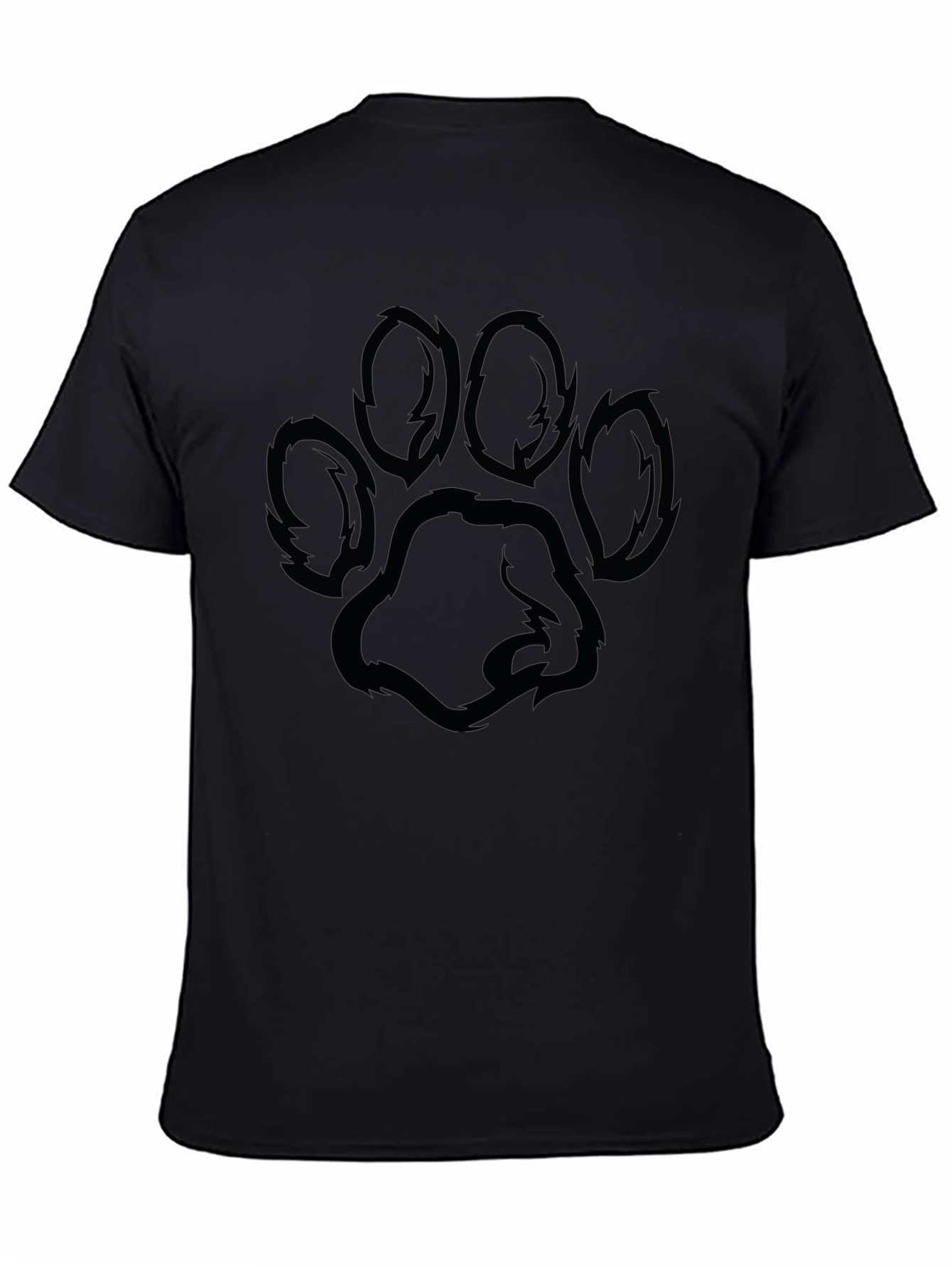 Black T-Shirt with Paw Print Design