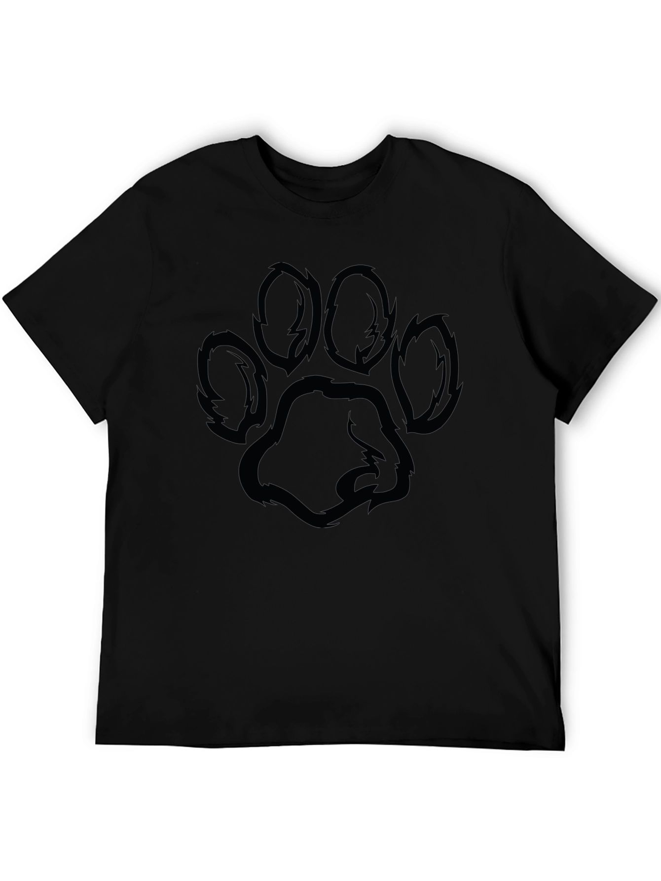 Black T-Shirt with Paw Print Design