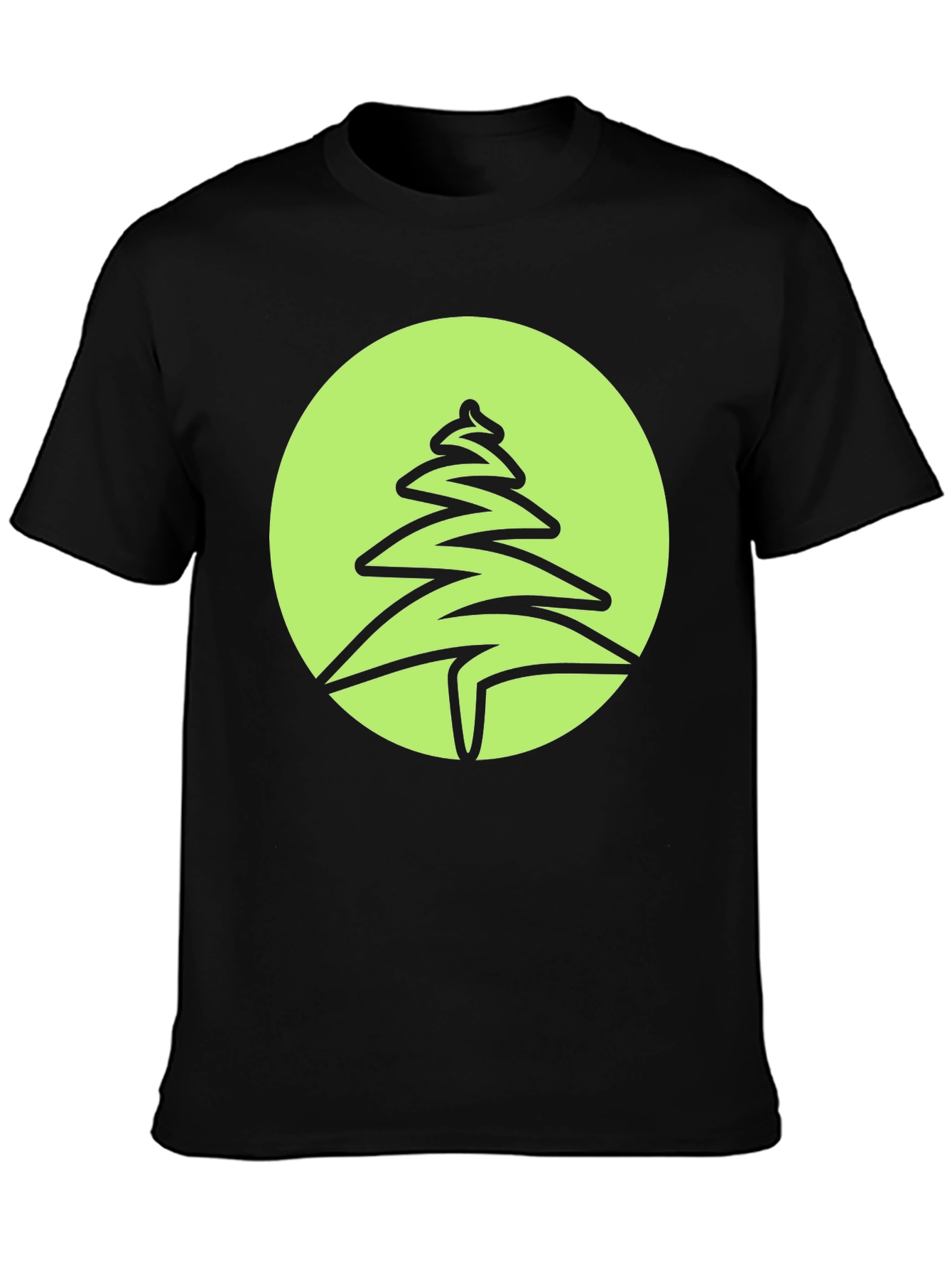 Modern Tree Graphic Tee - Black Cotton Blend