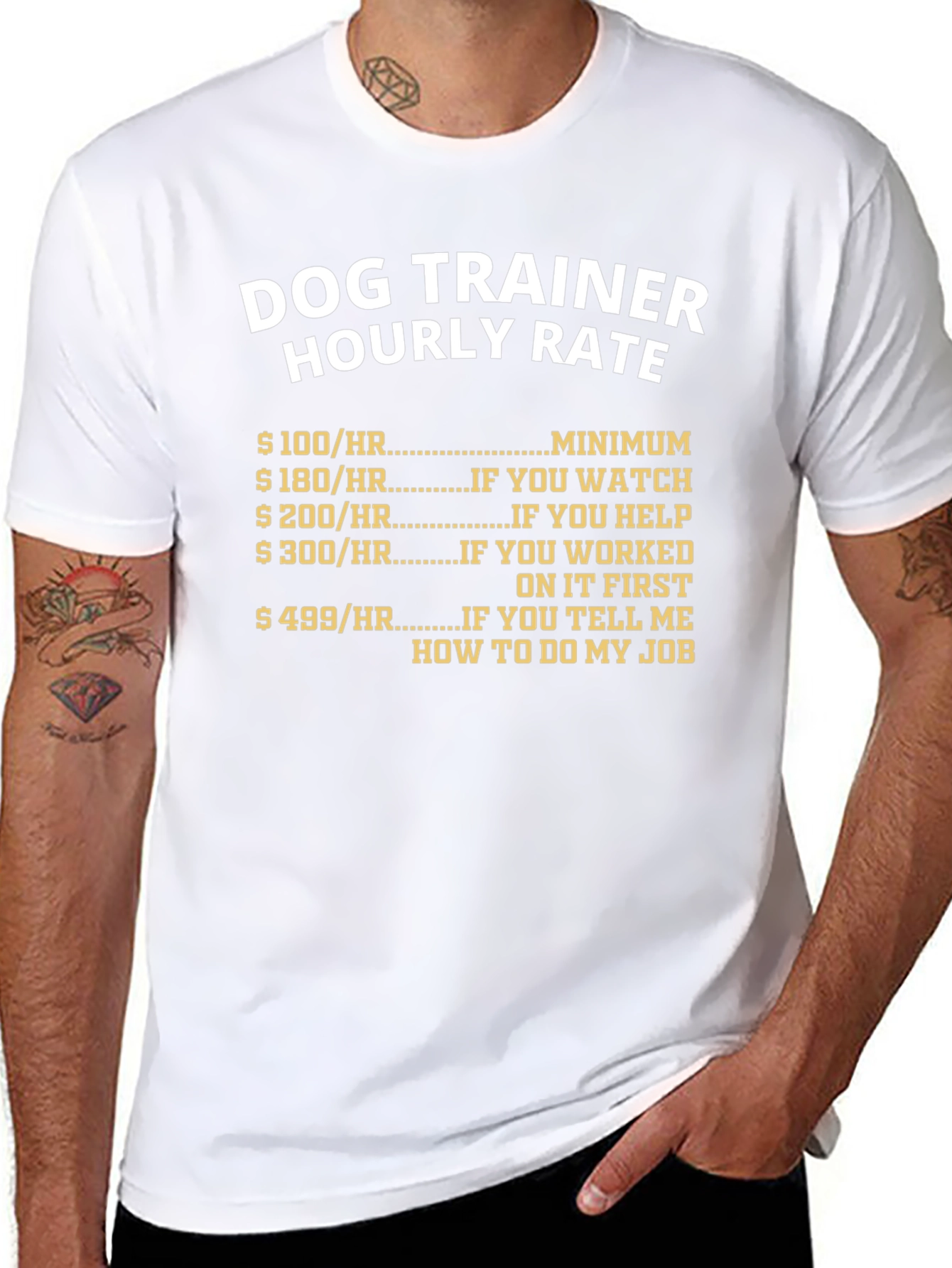 Dog Trainer Hourly Rate T-Shirt Funny Pet Training Tee
