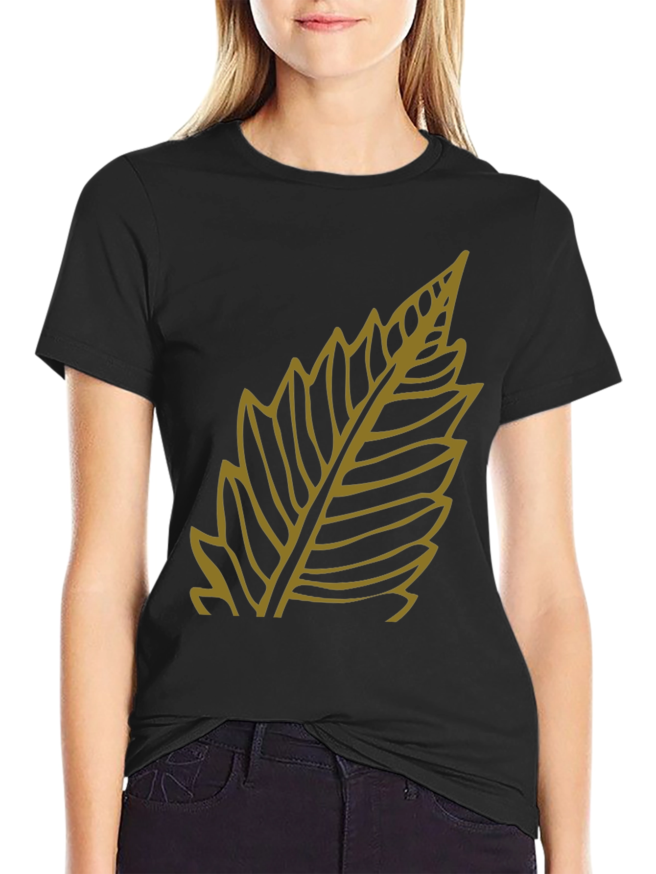 Leaf Graphic Black T-Shirt