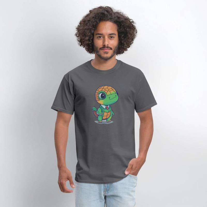 The Baby turtle wears a cool suit.