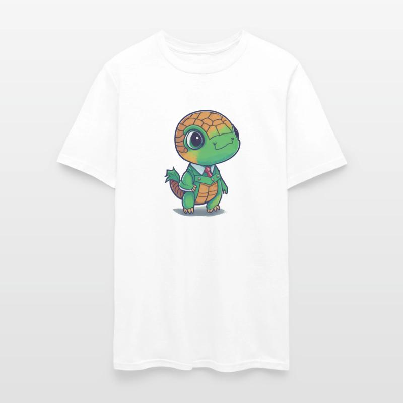 The Baby turtle wears a cool suit.