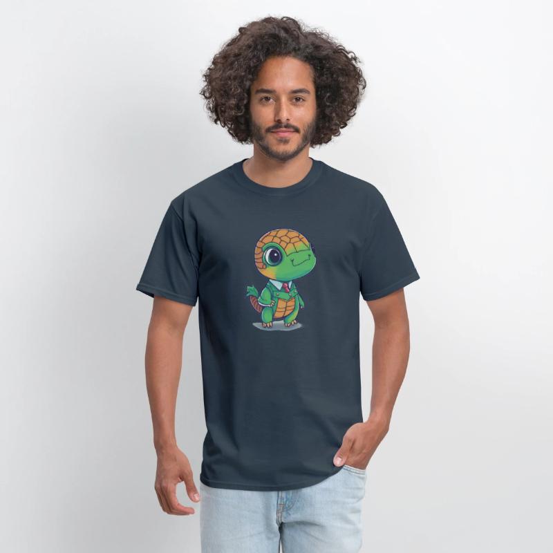 The Baby turtle wears a cool suit.