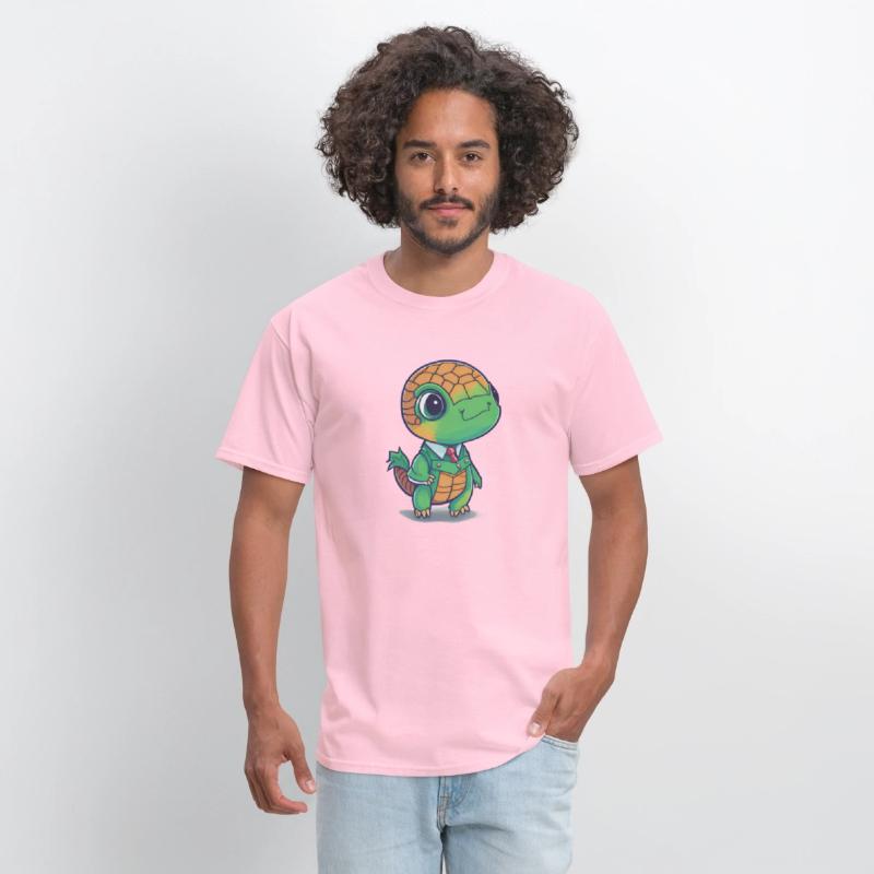 The Baby turtle wears a cool suit.
