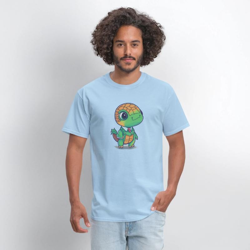 The Baby turtle wears a cool suit.