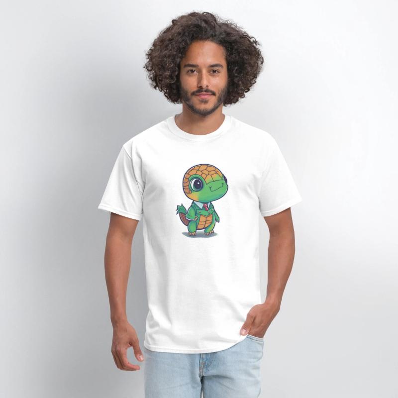 The Baby turtle wears a cool suit.